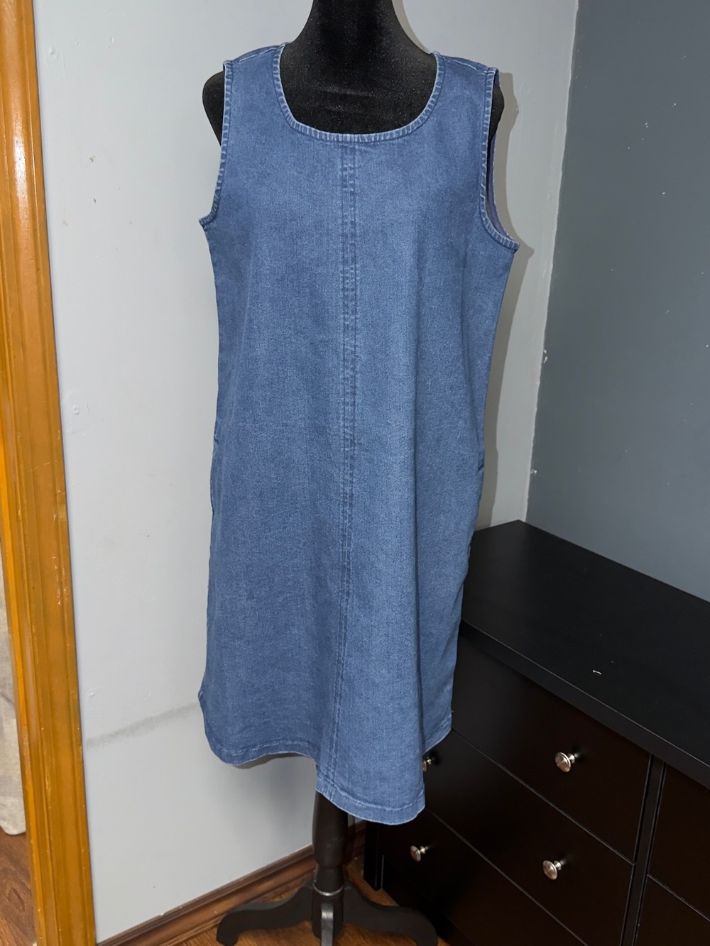 Jane and Delancey Sleeveless Denim Midi Dress in Blue